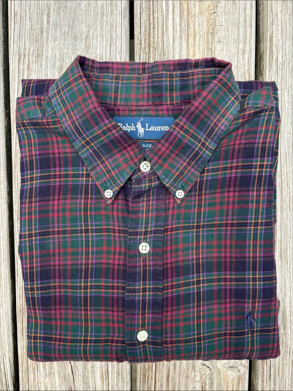 RALPH LAUREN | 90s Y2K Purple Plaid Blake Cotton Vintage Prep LS Shirt | Size XL - Picture 1 of 5